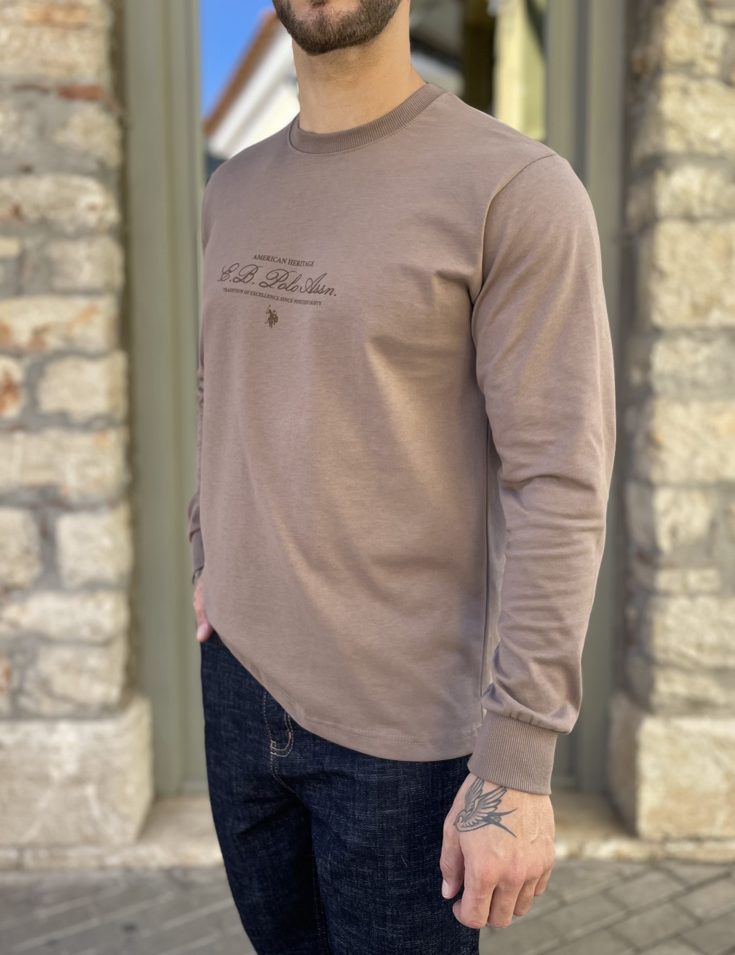 Everbest ανδρική πούρο μακρυμάνικη μπλούζα με τύπωμα Plus Size 2610180P φωτογραφία